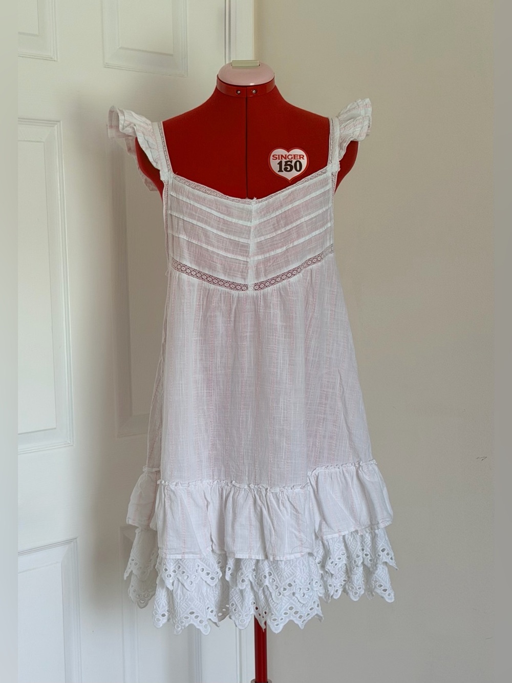 Shabby Chic by Rachel Ashwell Doen Cotton Babydoll Nightgown Dress M Ruffle Lace